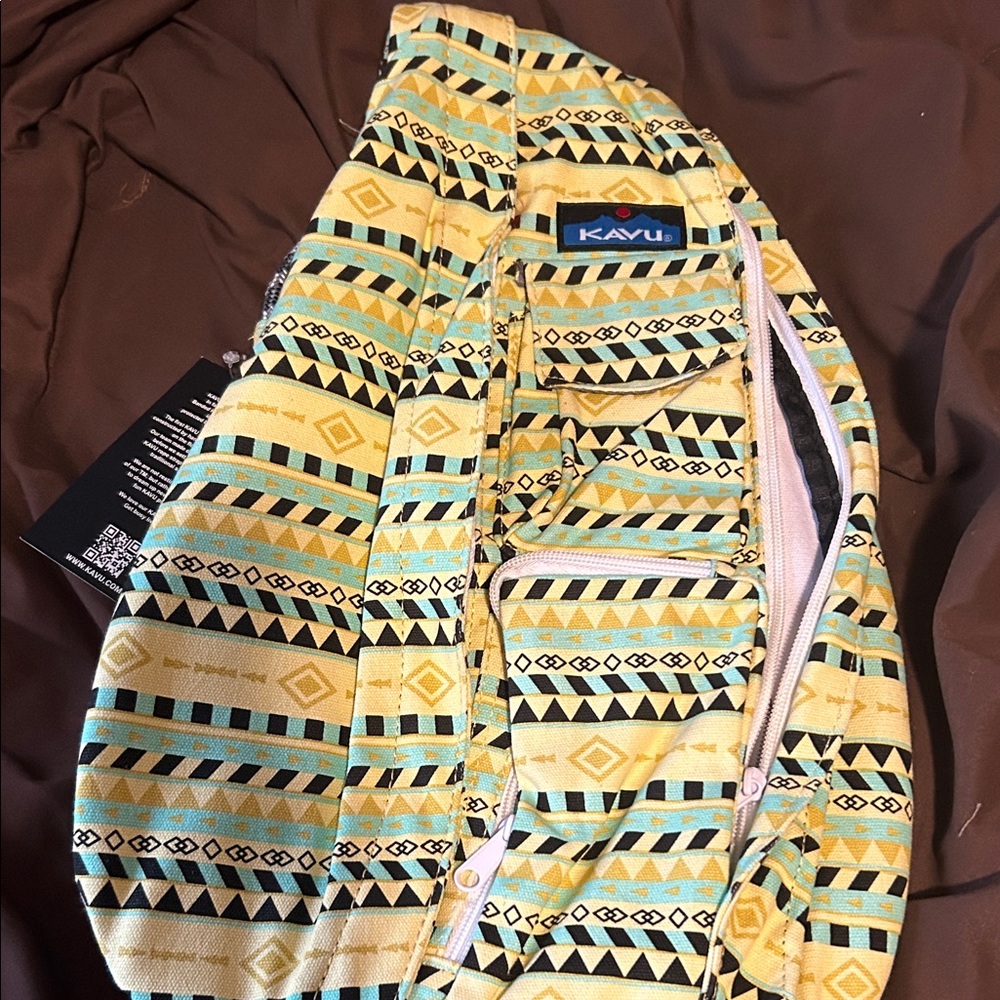 Kavu Geometric Yellow and Blue Sling Bag